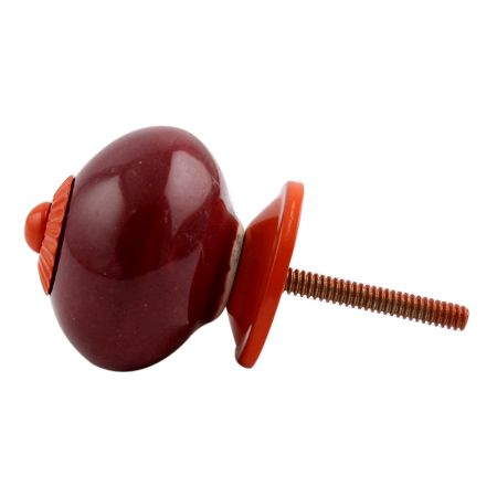 Cherry Solid Round Orange Fitting Ceramic Knob